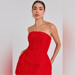 AMUR Red Strapless Sundress Cocktail